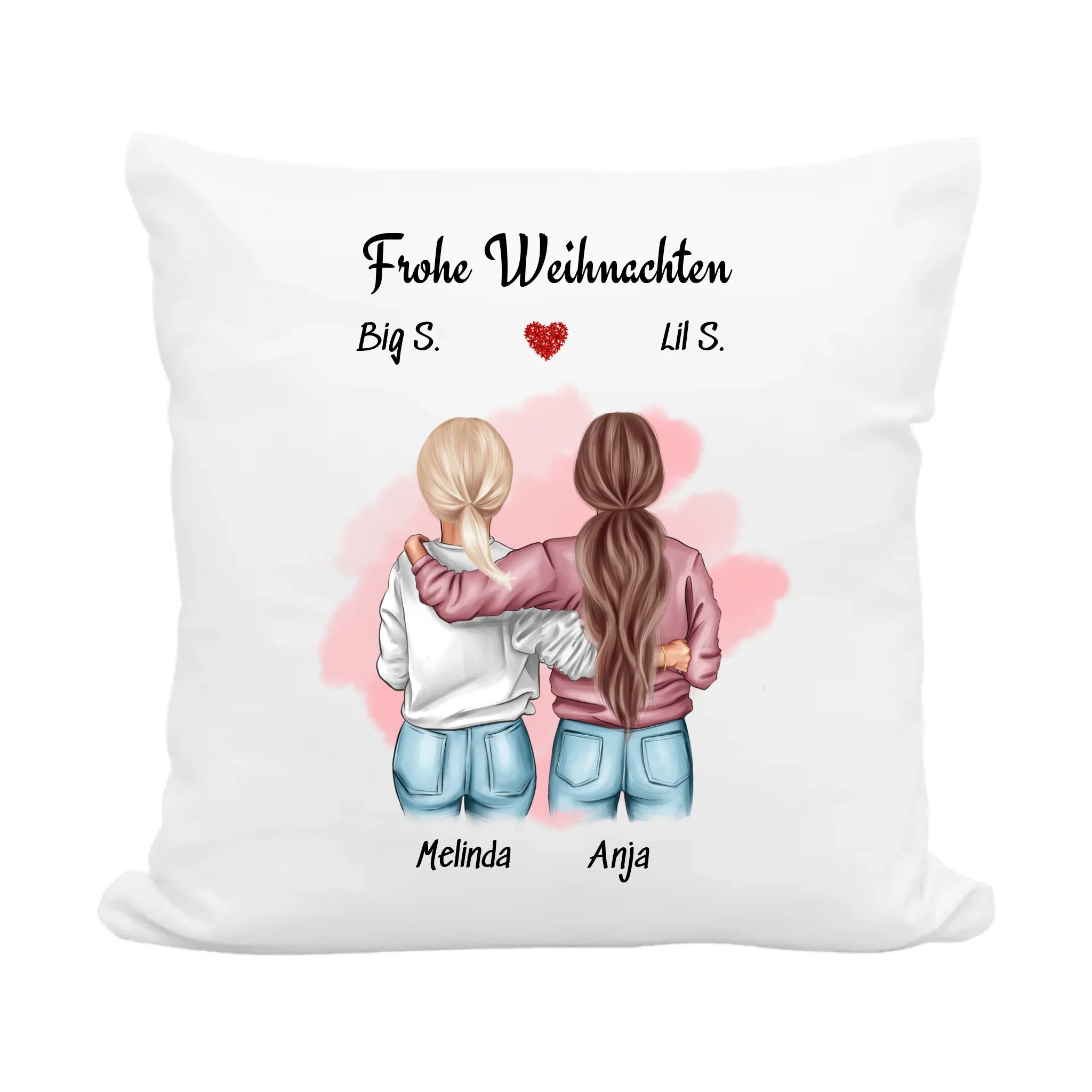 Weihnachtsgeschenk 2 Schwestern Kissen Bild personalisiert - Cantty
