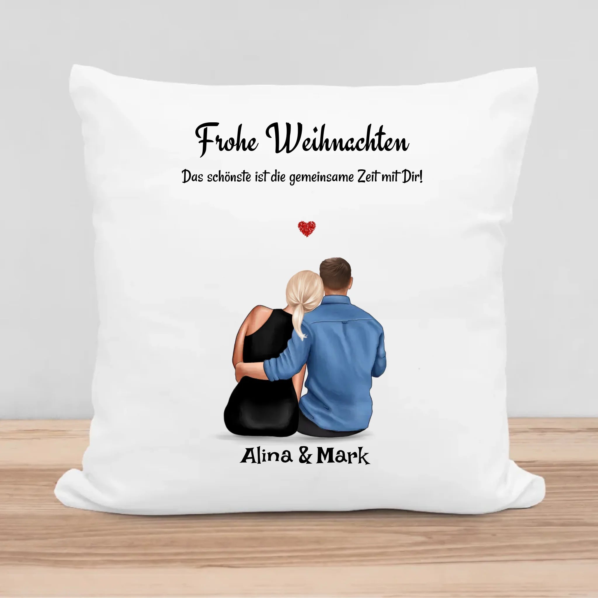 Weihnachtsgeschenk Kissen personalisiert für Pärchen mit Bild - Cantty