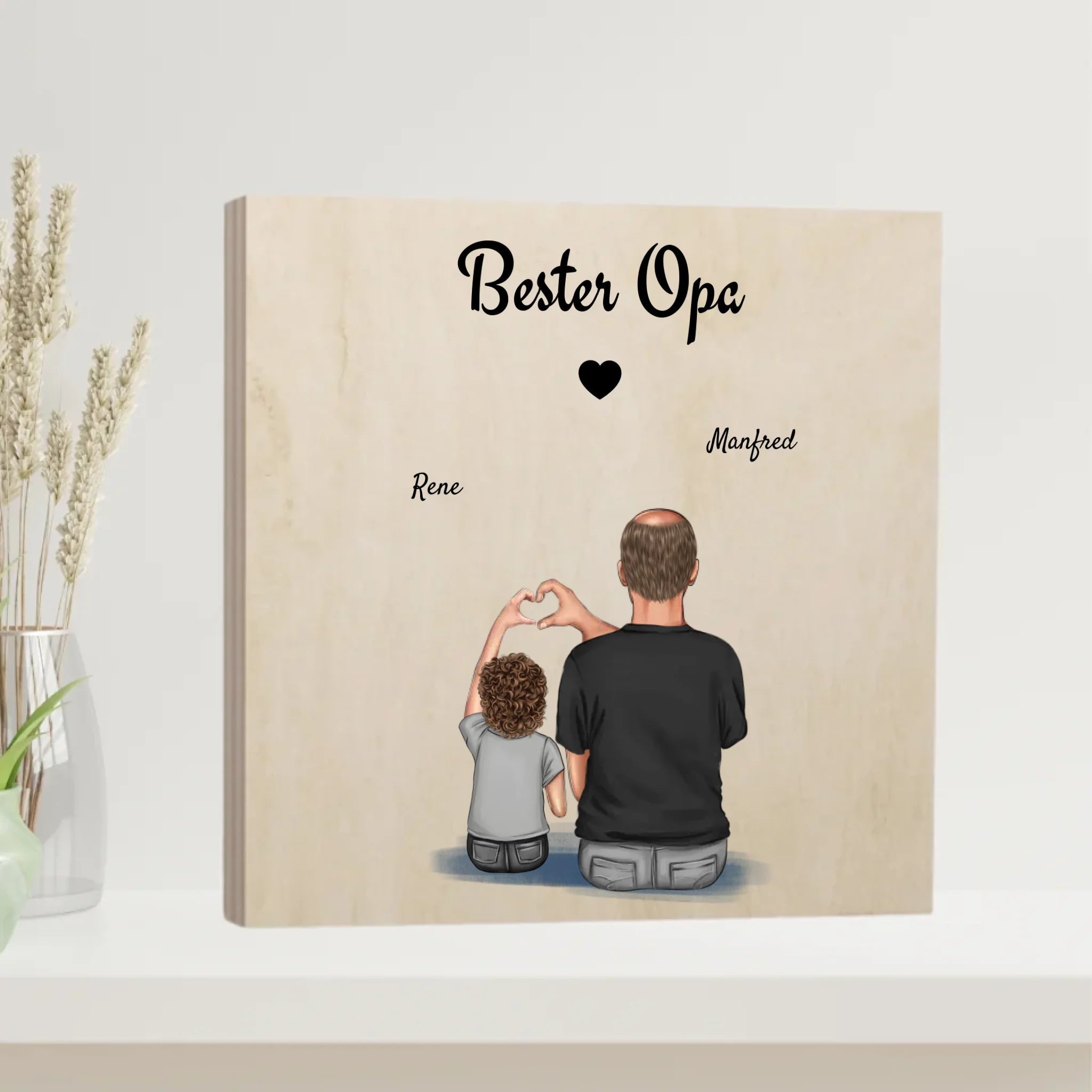 Weihnachtsgeschenk Opa Holzbild mit kleinen Jungen - Cantty