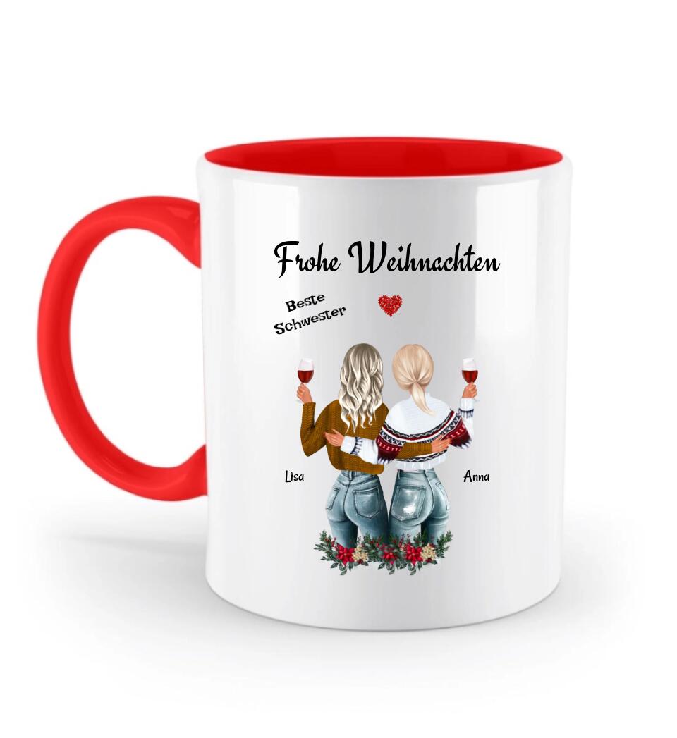 Weihnachtsgeschenk Schwester Tasse individuell gestalten - Cantty