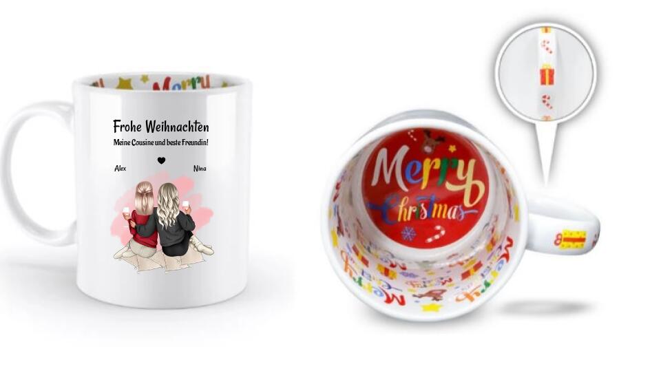 Cousine Weihnachtstasse Geschenk mit Namen - Cantty