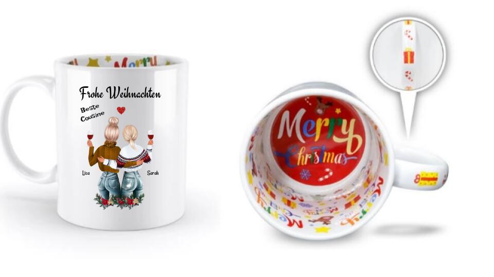 Cousine Weihnachtstasse Geschenk personalisieren - Cantty