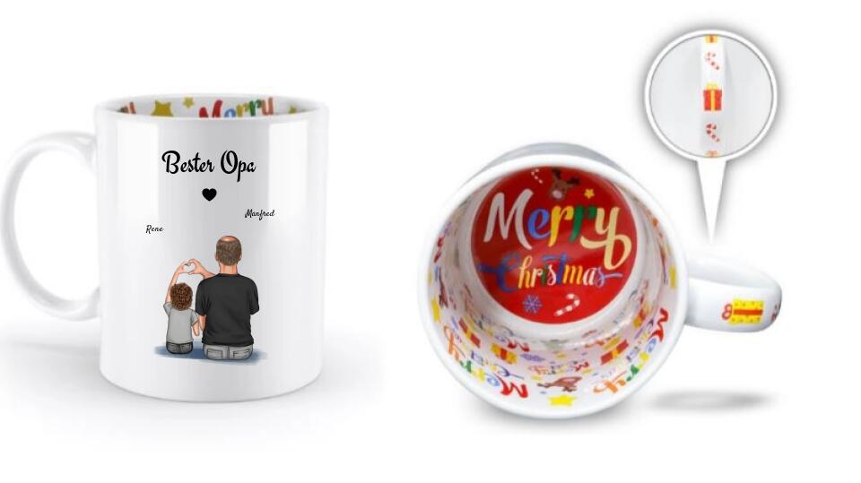 Geschenk für Opa Weihnachtstasse mit Namen - Cantty