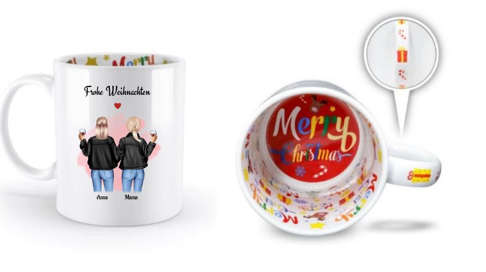Mama Tochter Weihnachtsgeschenk Tasse personalisiert - Cantty