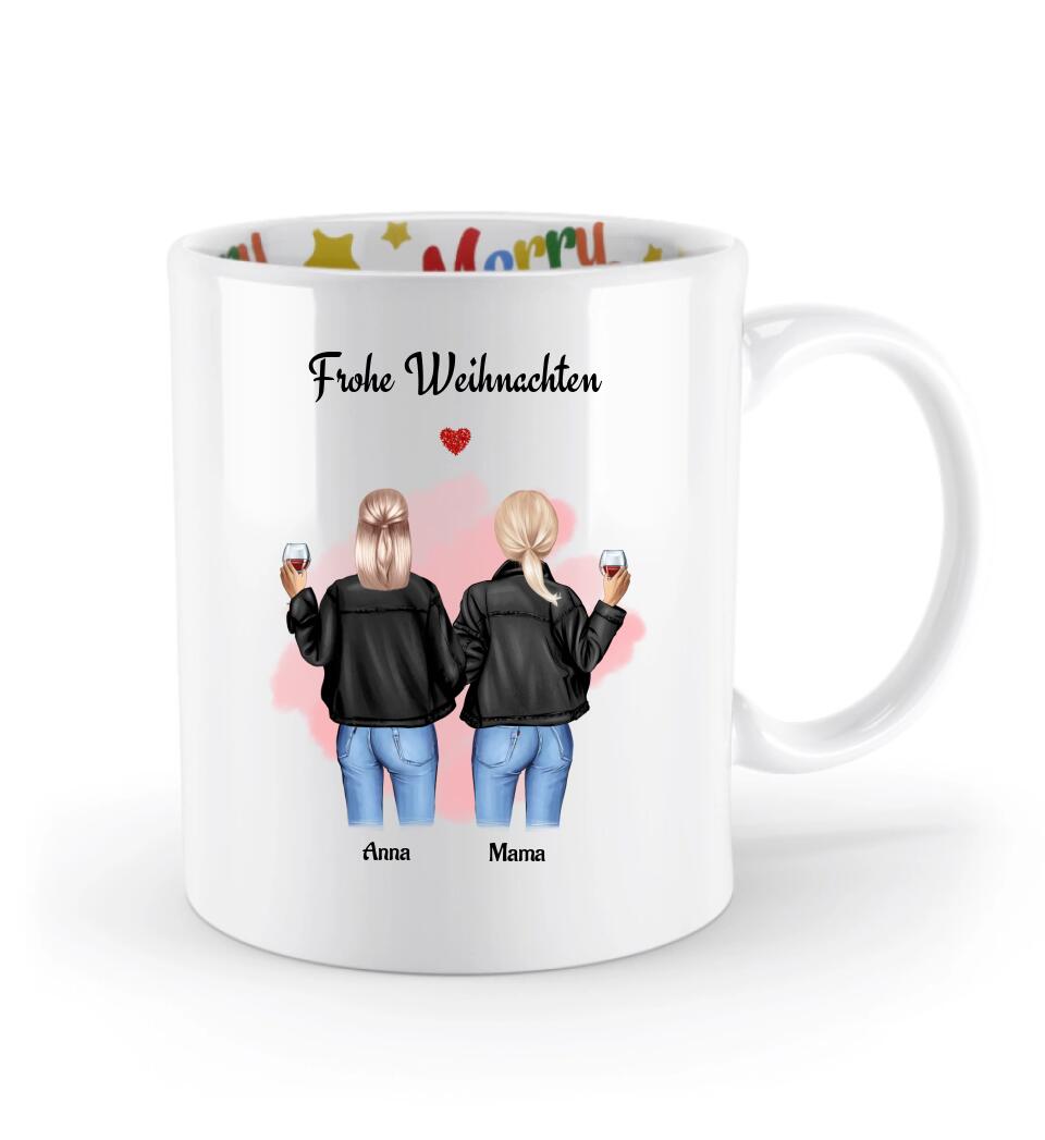 Mama Tochter Weihnachtsgeschenk Tasse personalisiert - Cantty