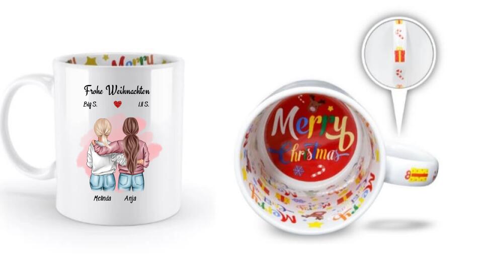 Merry Christmas Weihnachtstasse große & kleine Schwester - Cantty