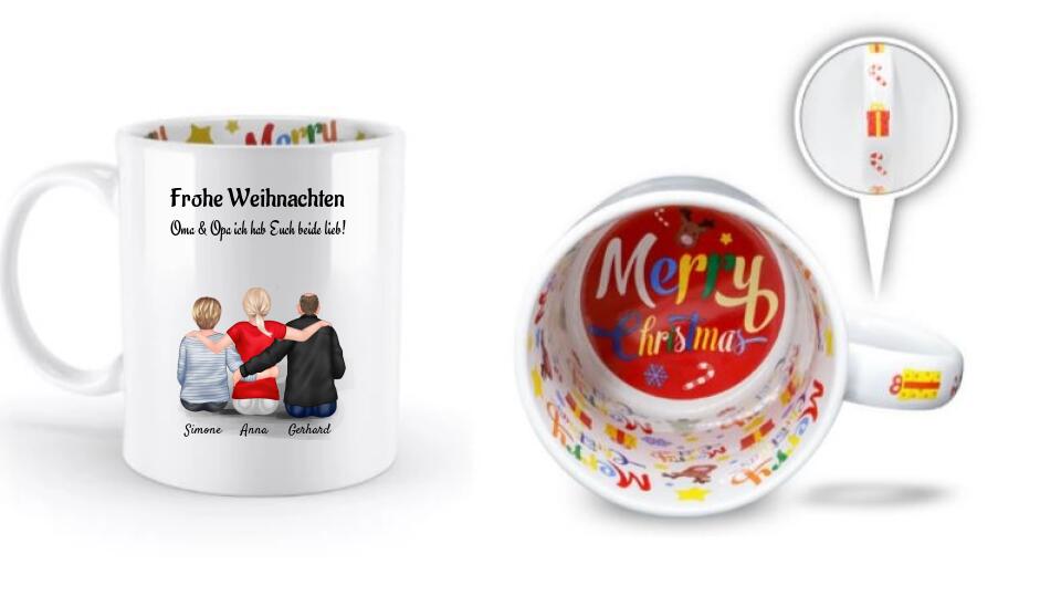 Oma Opa Weihnachtstasse mit Enkeltochter personalisiert - Cantty