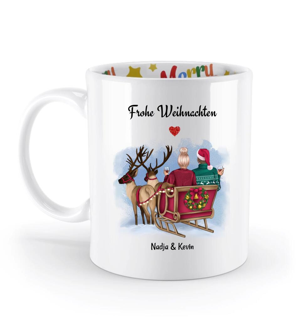Paar Bild Weihnachtstasse Geschenk | Personalisierte Pärchen Kaffeetasse Freund & Freundin Weihnachtsgeschenk - Cantty