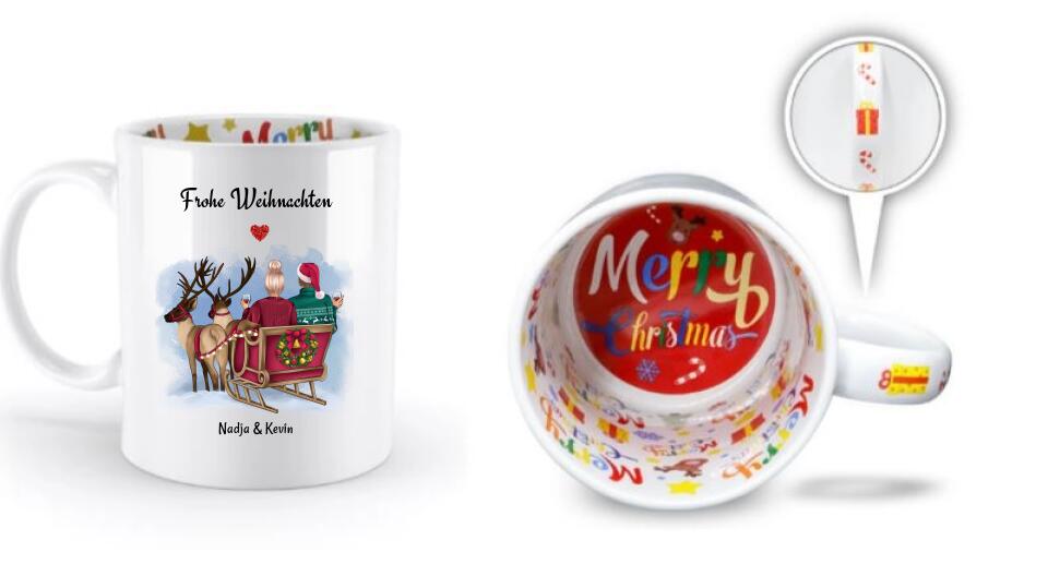 Paar Bild Weihnachtstasse Geschenk | Personalisierte Pärchen Kaffeetasse Freund & Freundin Weihnachtsgeschenk - Cantty