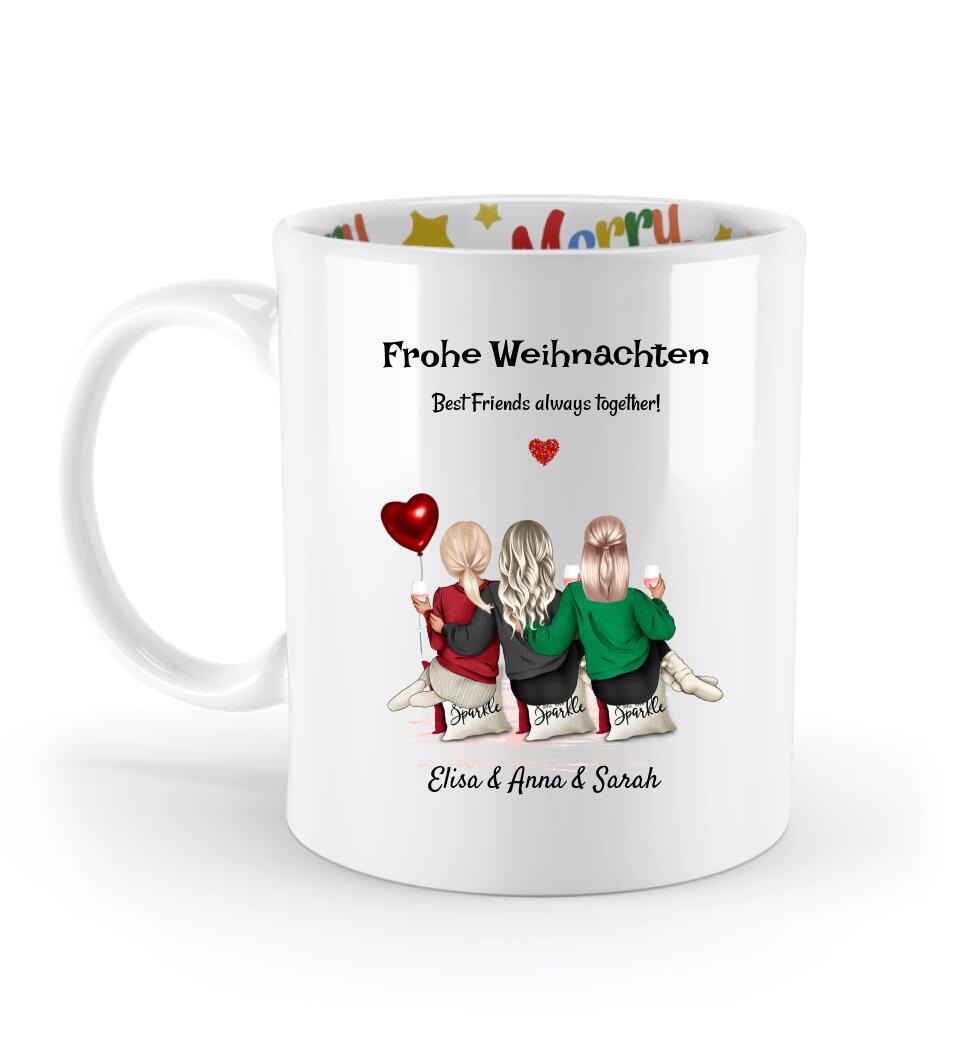 Weihachtstasse 3 Freundinnen Geschenk personalisiert - Cantty