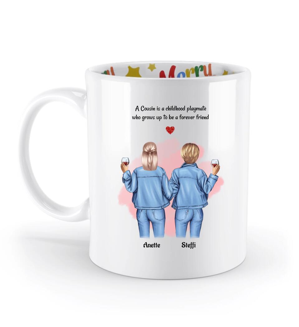 Weihnachtstasse Geschenk für Cousine personalisiert - Cantty
