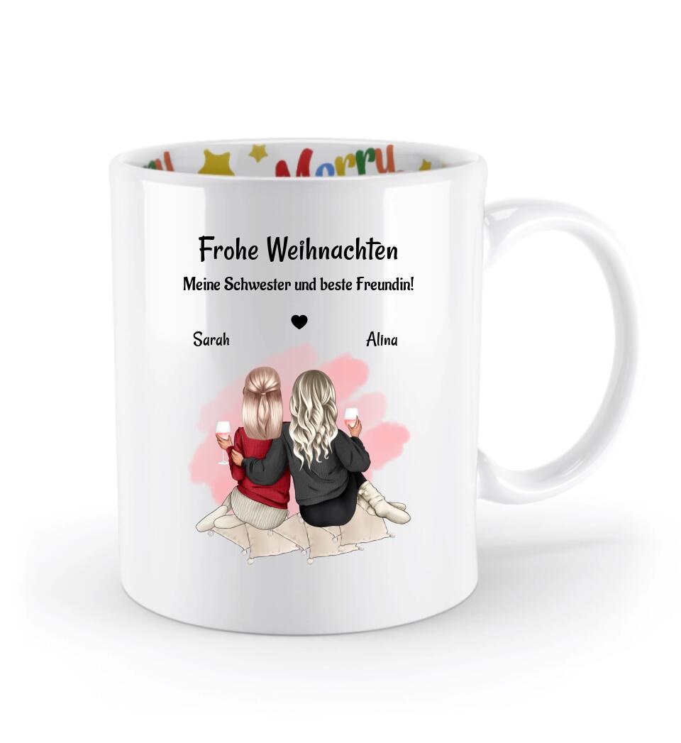 Weihnachtstasse Geschenk für Schwester personalisiert - Cantty