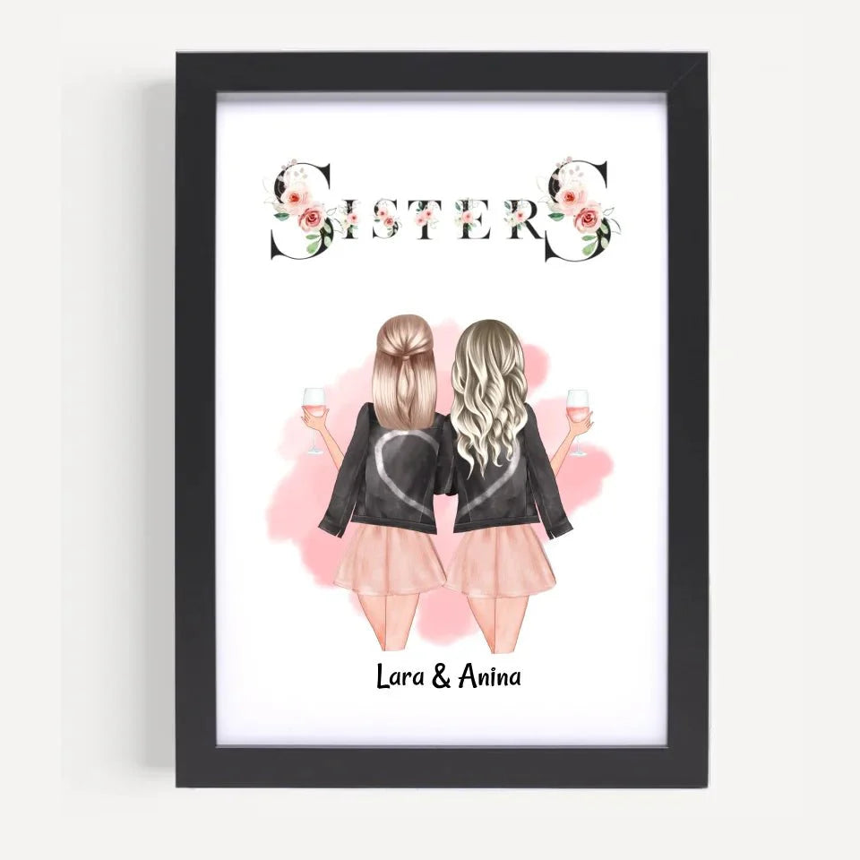 Schwester Poster mit Rahmen personalisiert