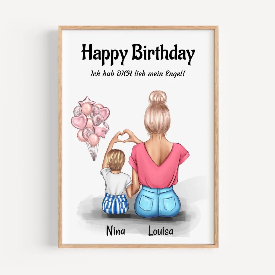 Mutter 1 - 3 Kinder Poster & Bilder Geschenke personalisiert - Cantty
