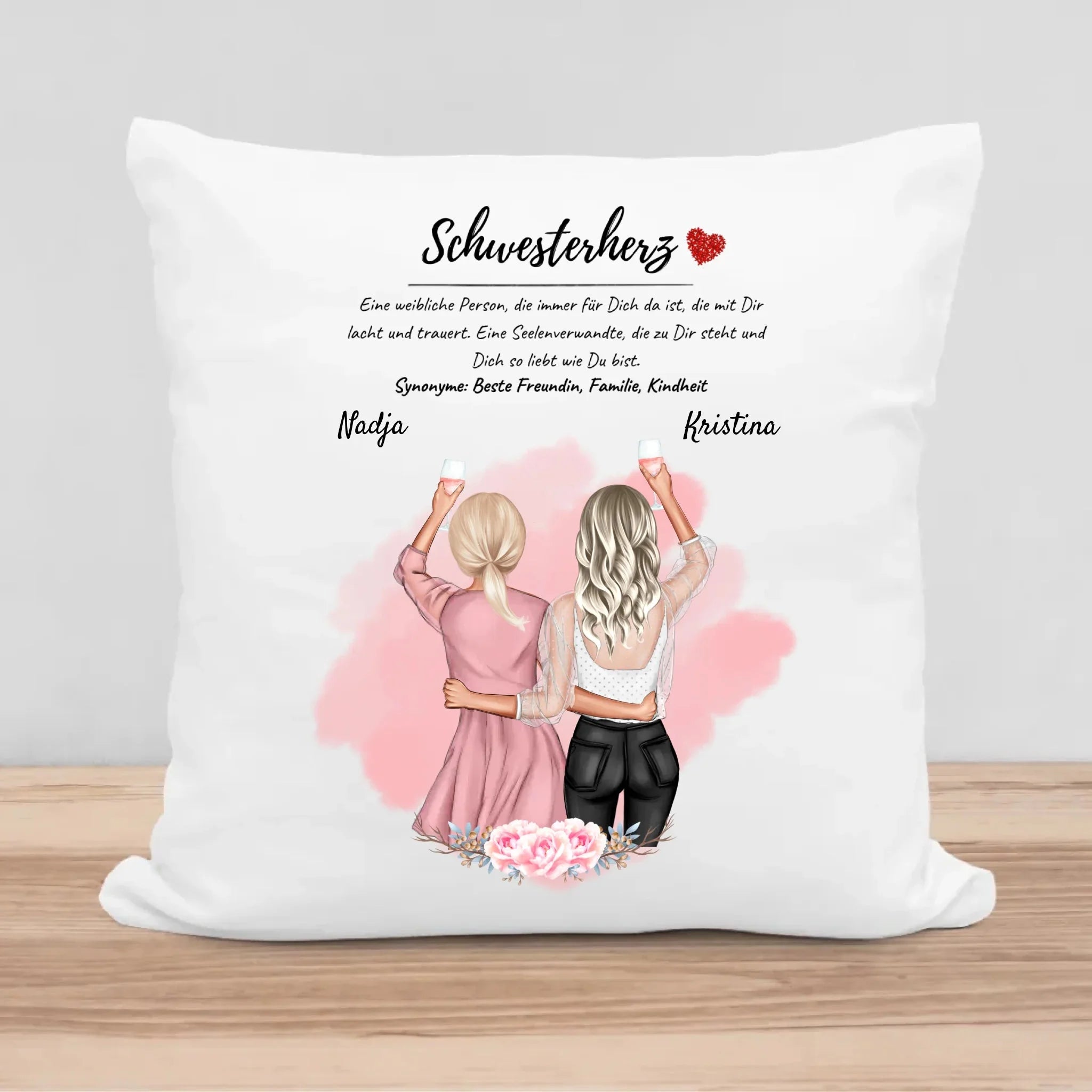 Schwester Kissen Geschenke personalisiert bedrucken für Schwesterherz