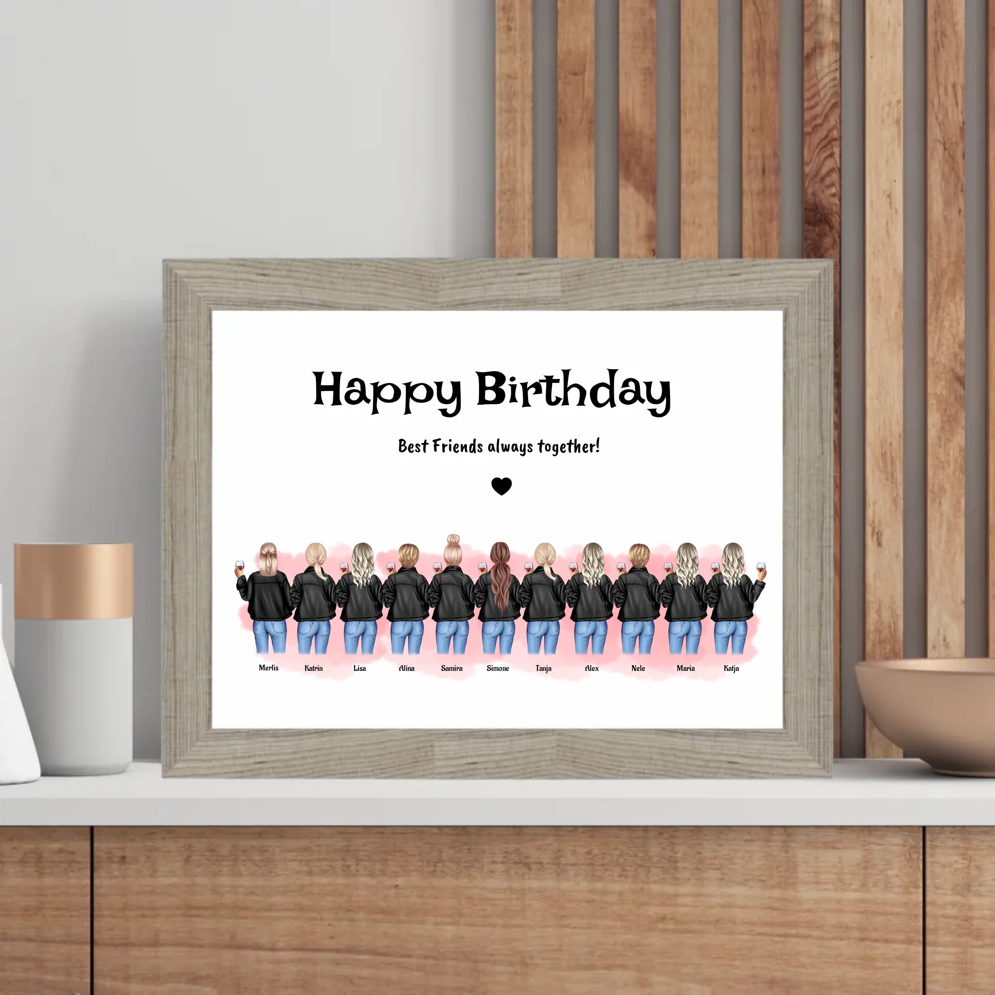 11 Freundinnen Poster personalisiert Geburtstagsgeschenk - Cantty