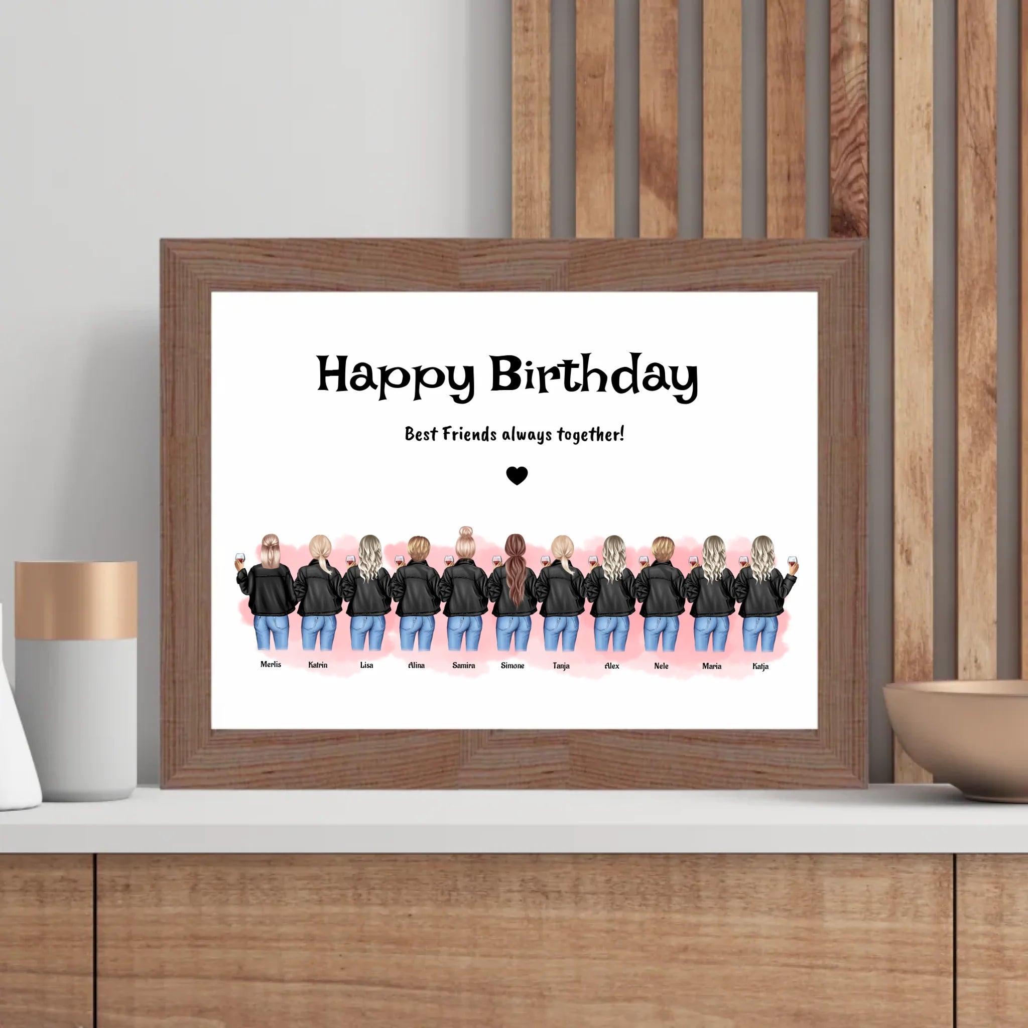 11 Freundinnen Poster personalisiert Geburtstagsgeschenk - Cantty