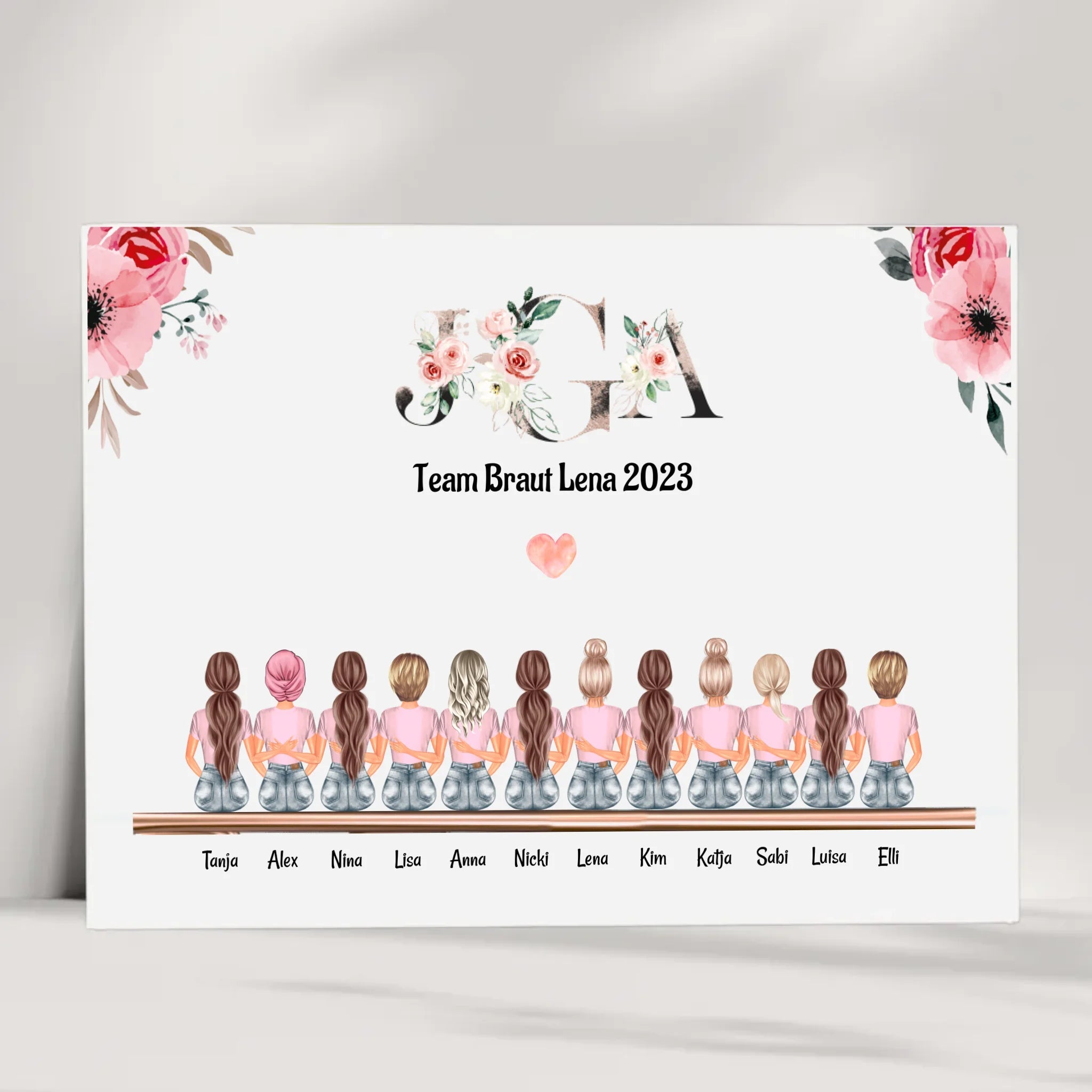12 Freundinnen Junggesellinnenabschied Bild personalisiert - Cantty