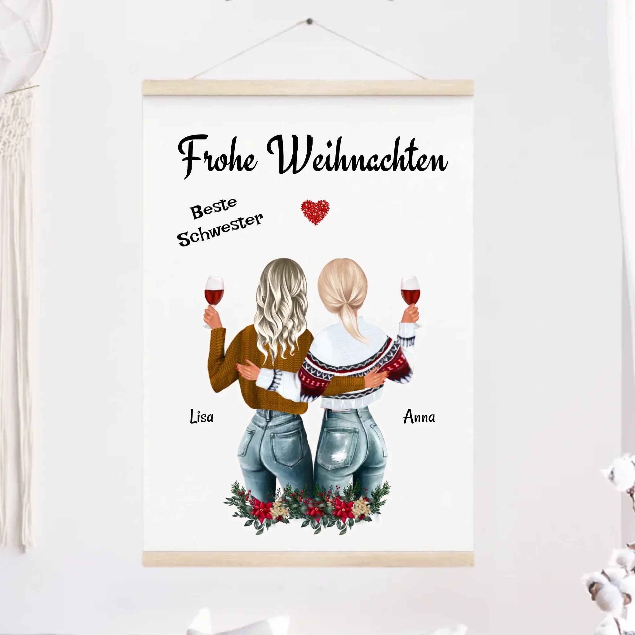 2 Schwestern Leinwand Geschenk Weihnachten - Cantty