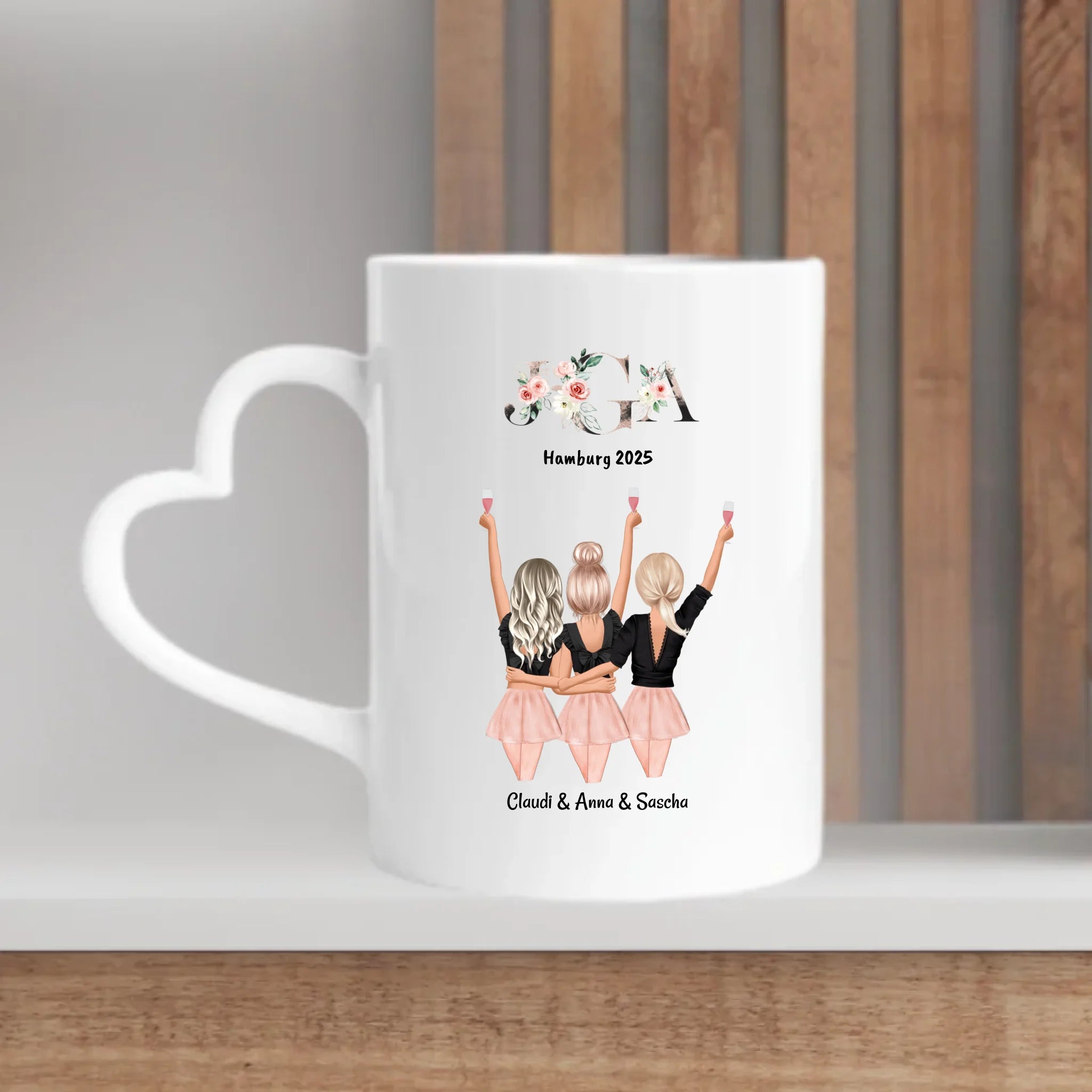 3 Freundin JGA Geschenk personalisierte Tasse - Cantty