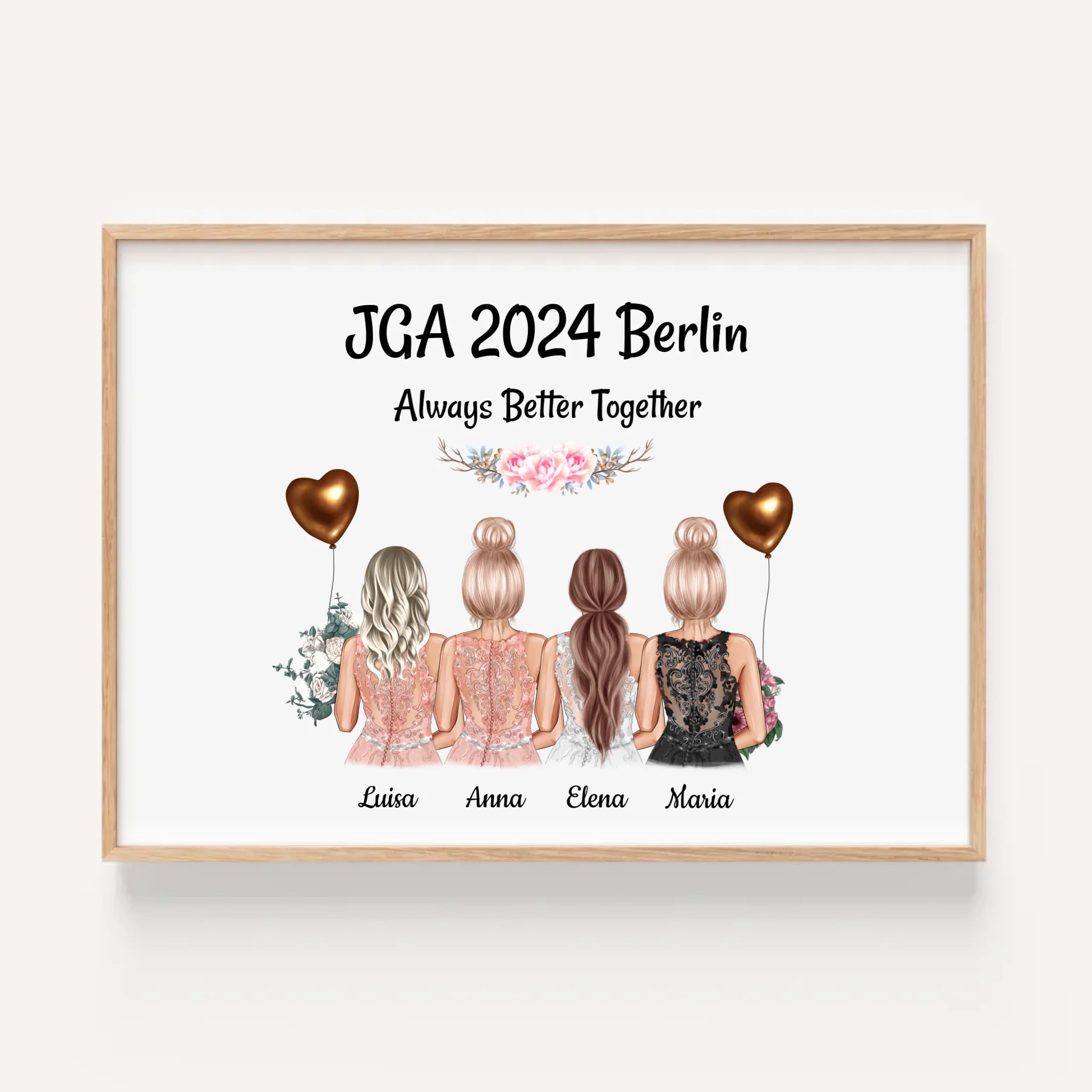 4 Freundinnen JGA Poster Geschenk mit Namen & Spruch - Cantty