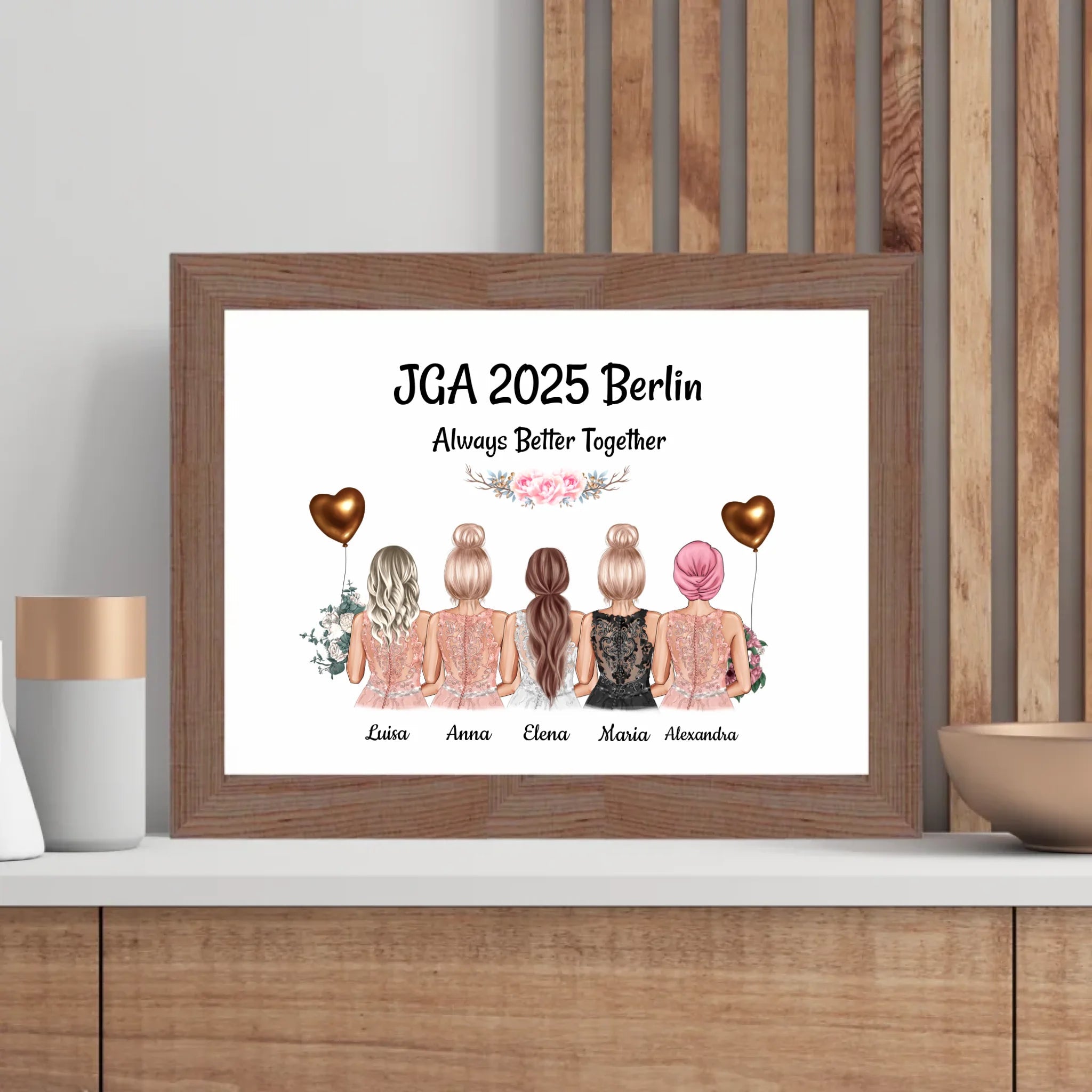 5 Freundinnen Poster zum Junggesellinnenabschied - Cantty