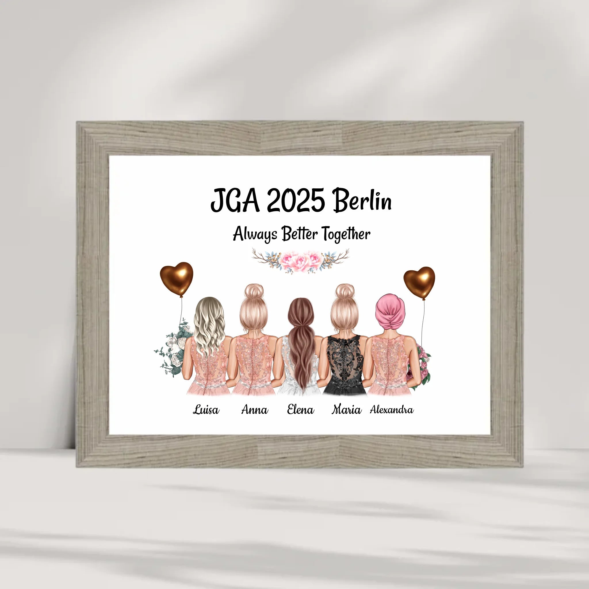 5 Freundinnen Poster zum Junggesellinnenabschied - Cantty