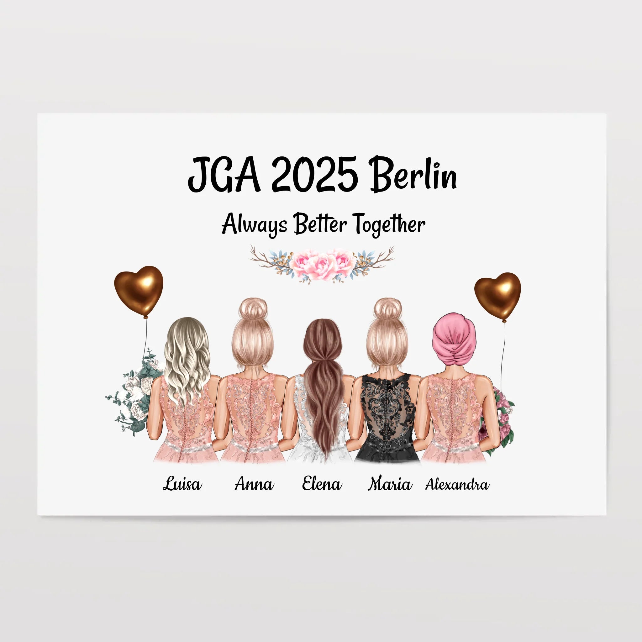 5 Freundinnen Poster zum Junggesellinnenabschied - Cantty