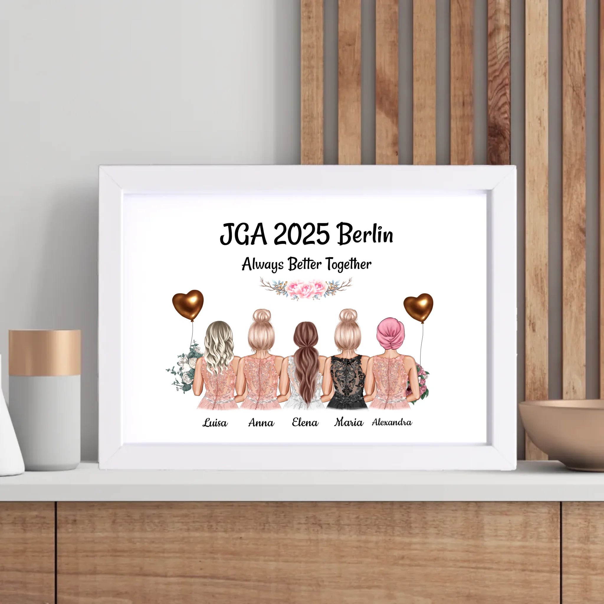 5 Freundinnen Poster zum Junggesellinnenabschied - Cantty