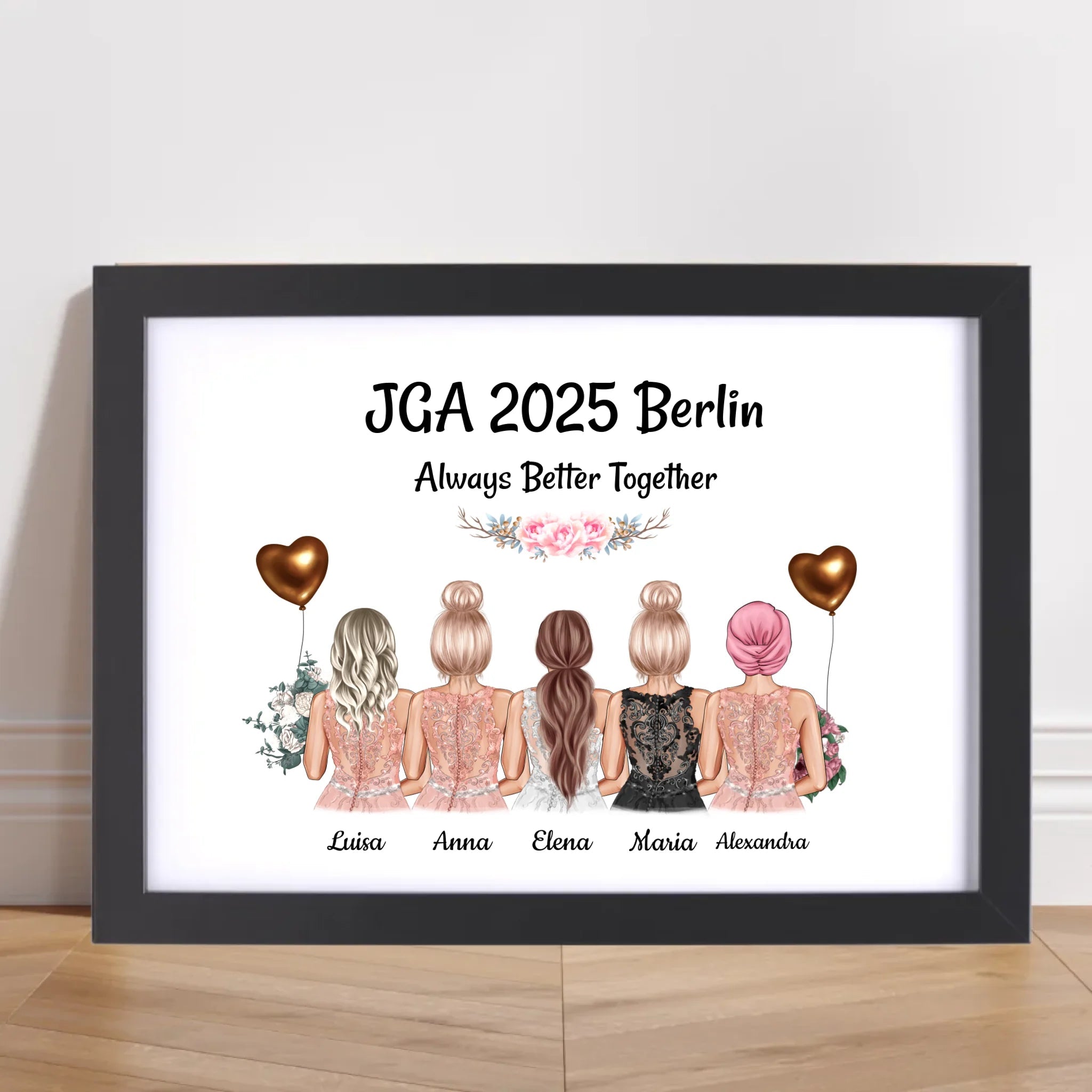 5 Freundinnen Poster zum Junggesellinnenabschied - Cantty
