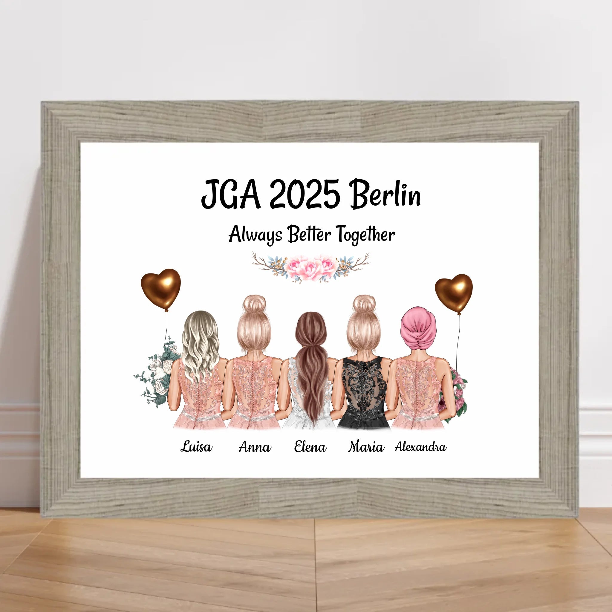5 Freundinnen Poster zum Junggesellinnenabschied - Cantty
