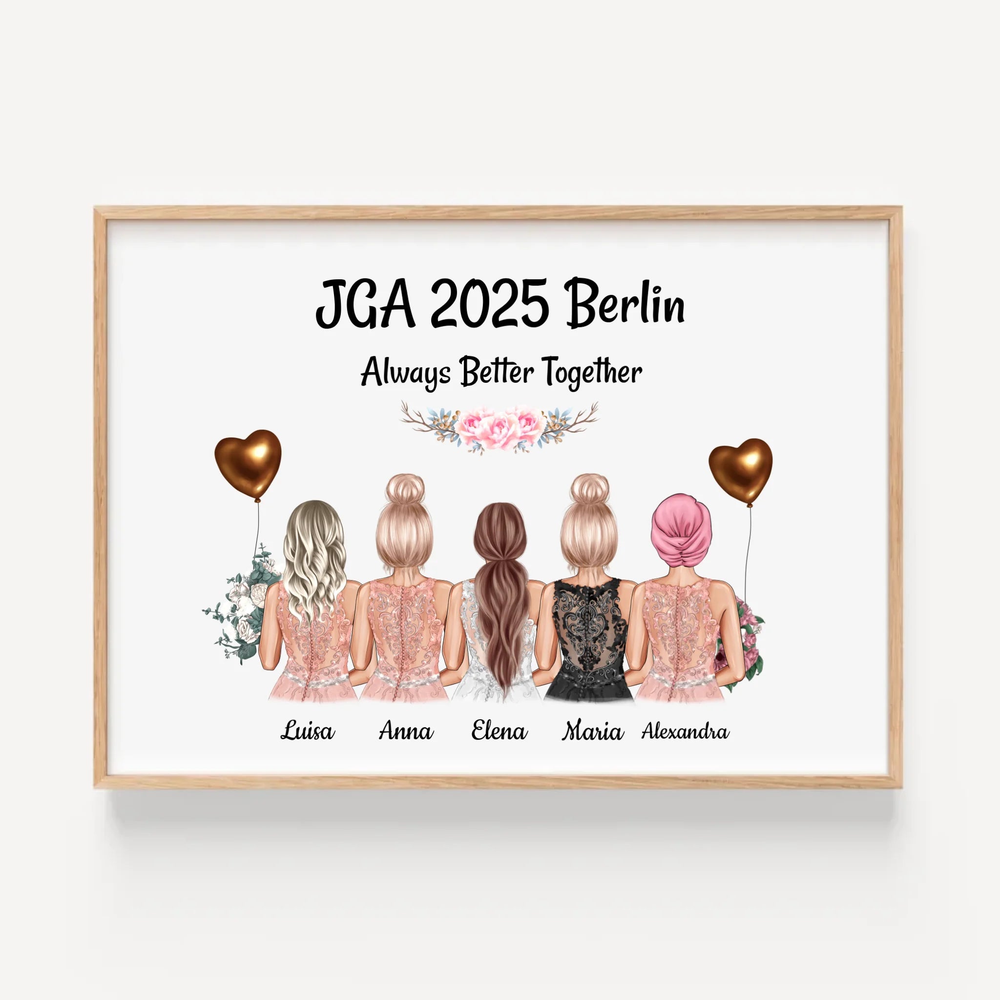 5 Freundinnen Poster zum Junggesellinnenabschied - Cantty