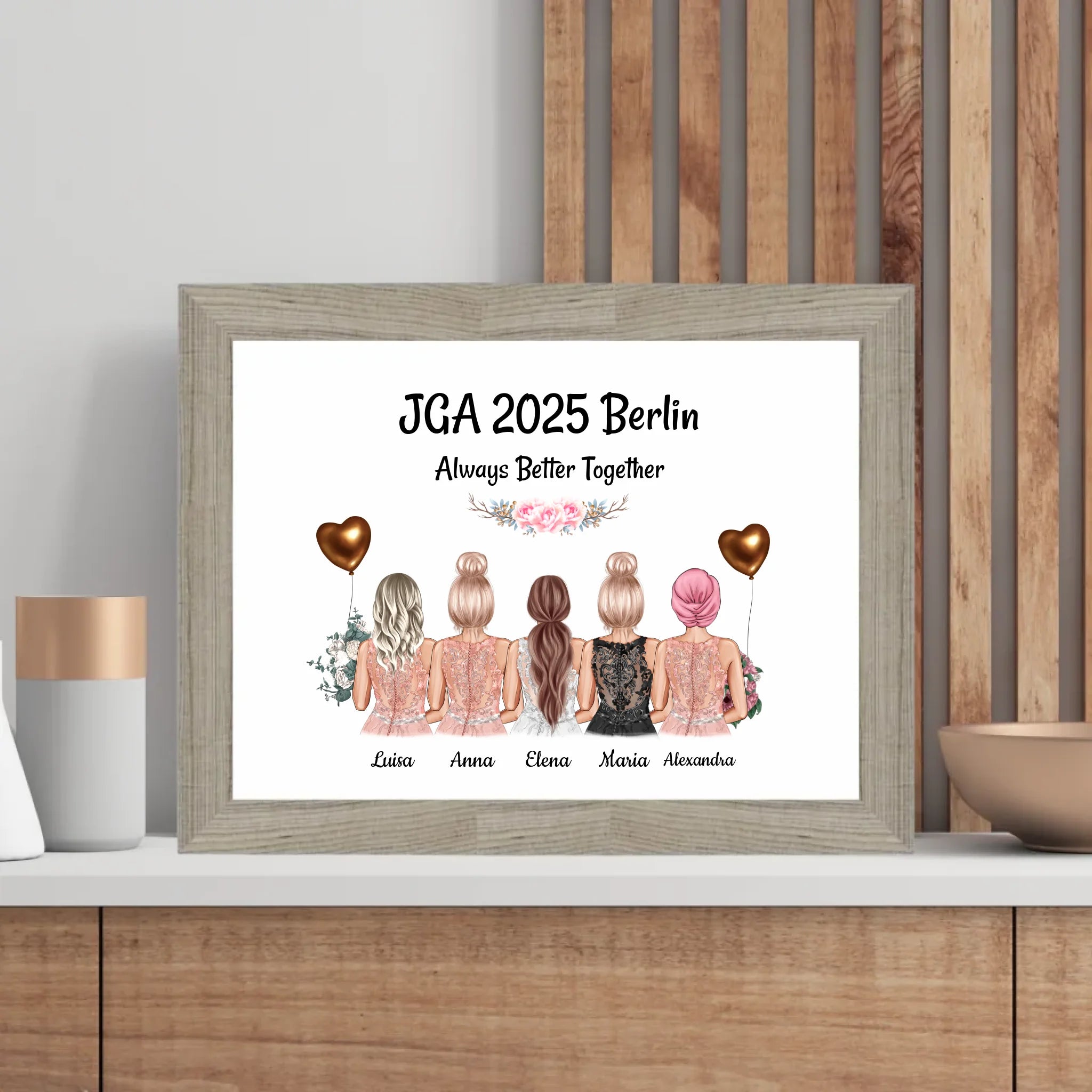 5 Freundinnen Poster zum Junggesellinnenabschied - Cantty