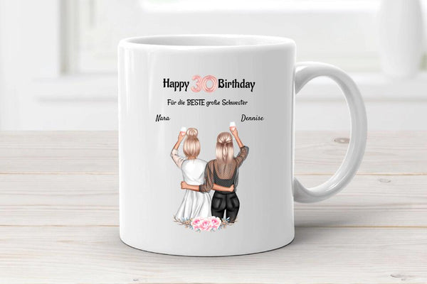 Schwester 30 Geburtstagsgeschenk personalisierte Tasse - Cantty