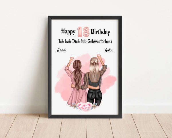 Schwester Geburtstagsgeschenk Poster personalisiert - Cantty