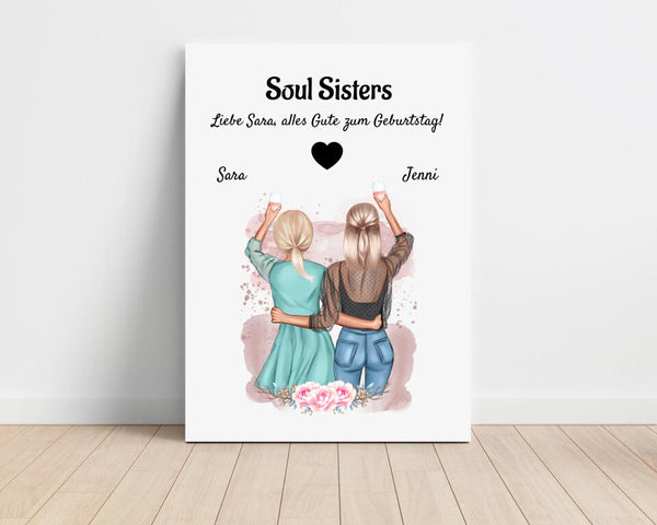 Geschenk Leinwandbild Soul Sisters zum Geburtstag - Cantty