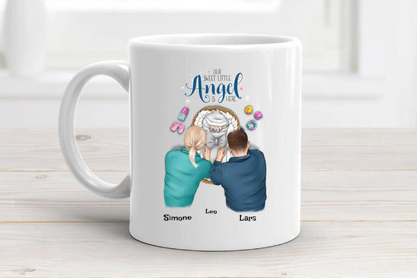 Personalisiertes Geschenk zur Geburt Junge Mädchen Baby Tasse mit Eltern - Cantty