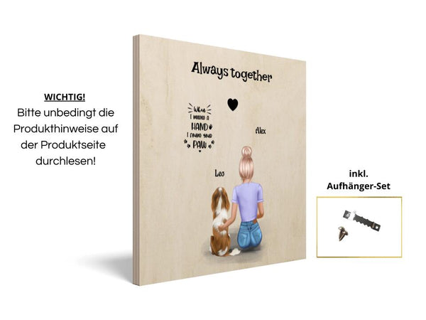 Frau & Hund Holzbild Geschenk mit Namen - Cantty