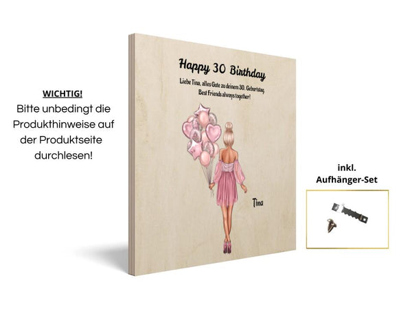 Personalisiertes Freundin Geschenk zum Geburtstag Holzbild - Cantty