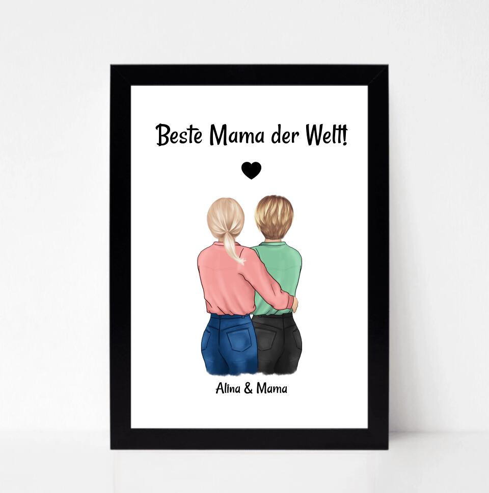 Mutter Tochter Bild personalisiert, Geschenk Muttertag und Geburtstag