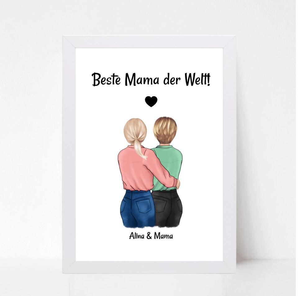 Mutter Tochter Bild personalisiert, Geschenk Muttertag und Geburtstag
