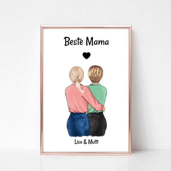 Muttertag Geschenk Poster personalisiert, Mutter und Tochter Bild - Cantty