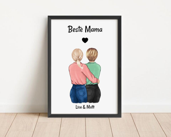 Muttertag Geschenk Poster personalisiert, Mutter und Tochter Bild - Cantty