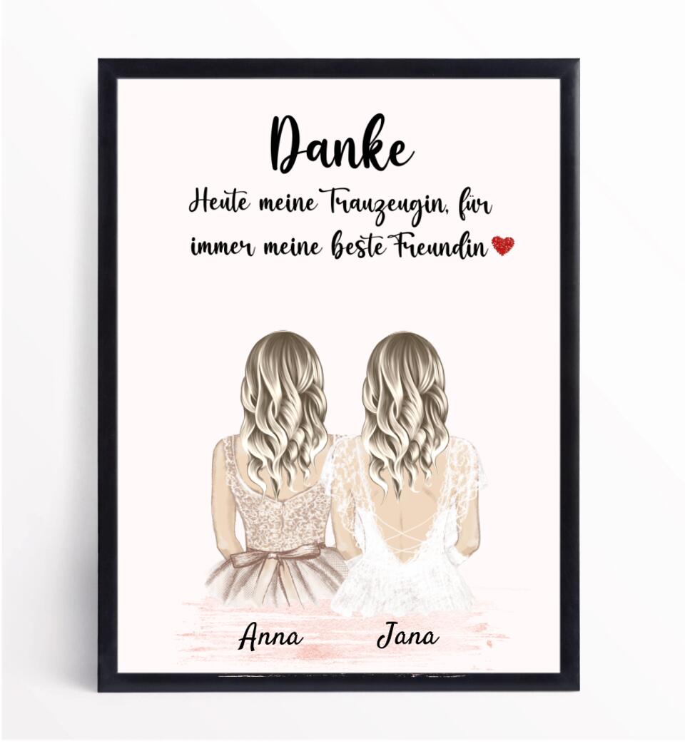 Trauzeugin Danke Poster Geschenk personalisiert