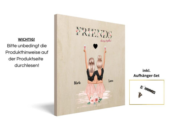 Beste Freundin Geschenk Holzdruck Bild personalisiert - Cantty