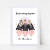 3 Schwestern Poster Geschenk personalisiert - Cantty