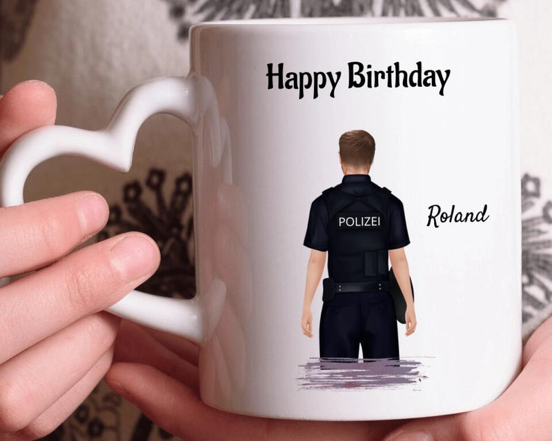 Polizei Tasse Mann Geschenk personalisiert mit Name Spruch - Cantty