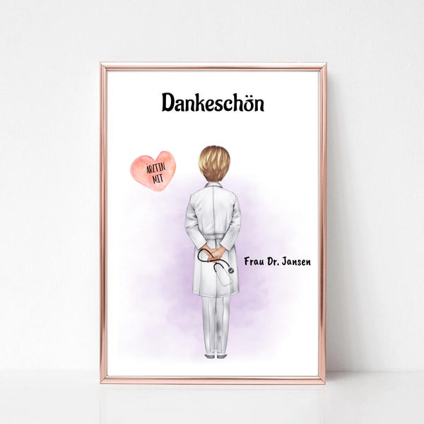 Ärztin mit Herz Poster personalisiert - Cantty