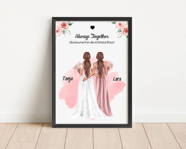 Hochzeitsgeschenk Beste Freundin Poster personalisiert - Cantty