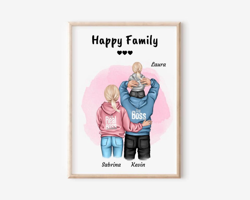 Familie Bild Mama Papa & Kind personalisiert - Cantty